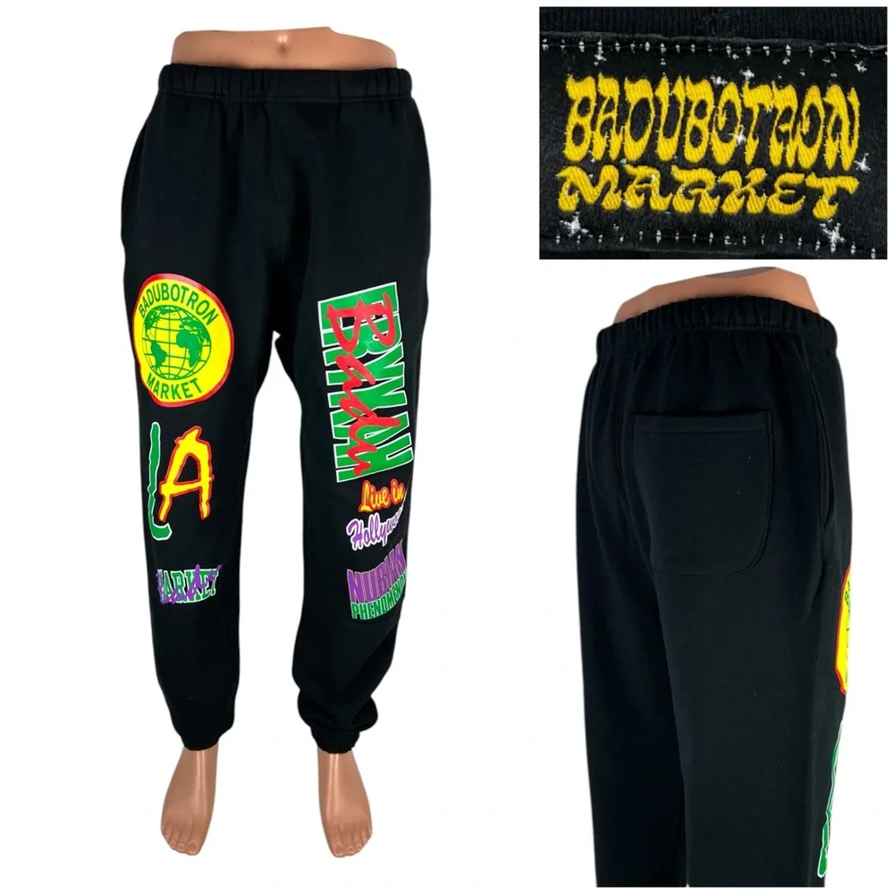 Badubotron Chinatown Market Collab Sweatpants Large Live In Hollywood Black EUC